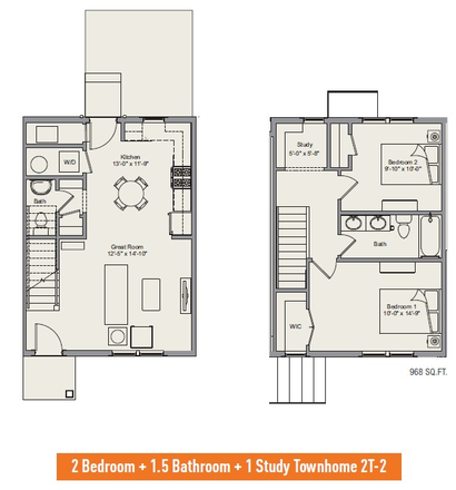 Floorplan of first floor and second floor - Summer sublet:2BR thome for PU faculty/staff only-East Merwick Ct-Princeton
