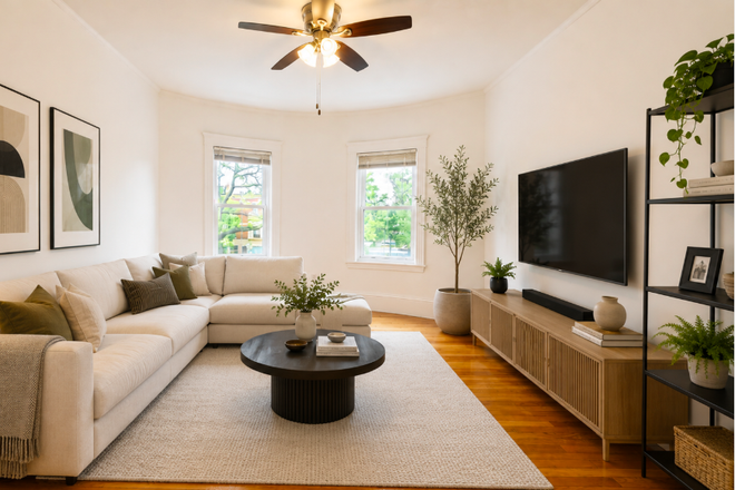 Living Room - Bright & Renovated 3 or 4 Bedroom Apartment | Front & Rear Decks | Near Transit