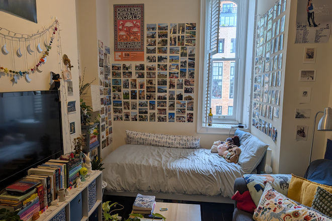 Bed, Sofa, TV - Bright, Beautiful Furnished Room in Historic Row House - 1 Block to Metro