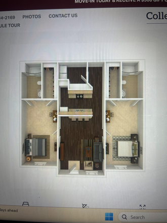 Here is the apartment floor plan. - Collegiate Suites