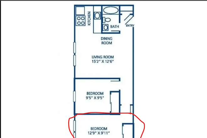 Spacious bedroom - Entire 2 Bed 1 Bath spacious apartment (Cliffside Apartments), Located on Campus Bus line