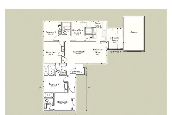 Floorplan - 4 BR House - $4350/semester per student: Walk to Campus! 331 E. Chestnut - Signing now for 27-28