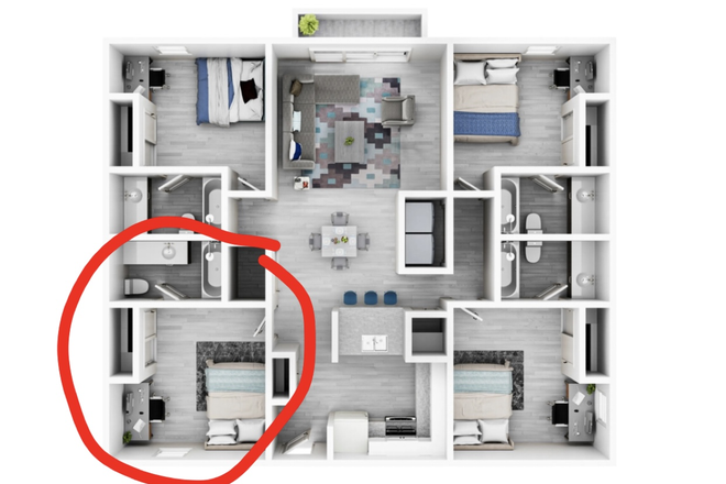 4x4 Floorplan - UCF Apartment Rerent