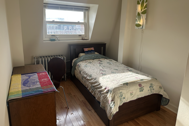 bed has drawers for storage underneath - Fully Furnished Summer Sublet Room, flexible dates! Downtown Evanston, 5min to campus