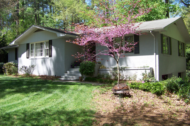 Front of home exterior street view - Garden apartment-prime in town Chapel Hill neighborhood