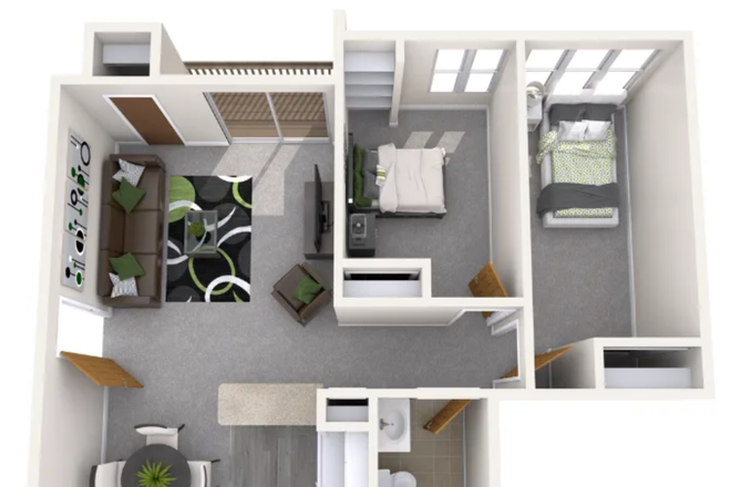 Sample Floor Plan - Spring Sublease till July : Fully Furnished Bedroom in Haslett Arms Apartments