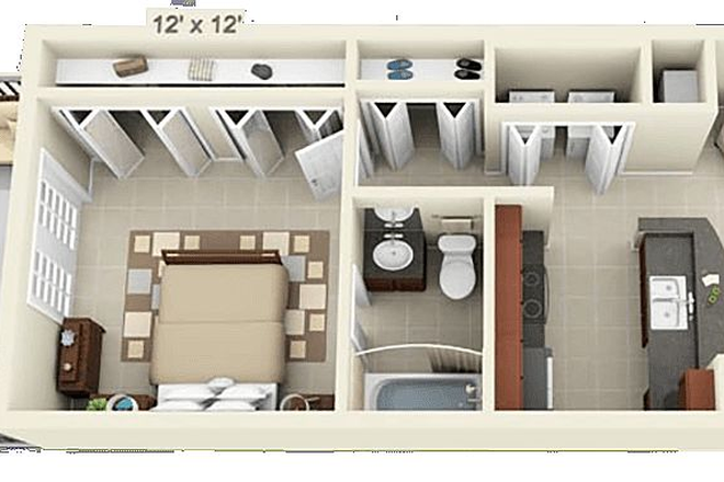 Bedroom, closet, kitchen, bathroom, living room, private balcony, washer/dryer inside unit - Upper Westside Apartments