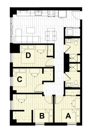 Floorplan of apartment - Hub on State Street