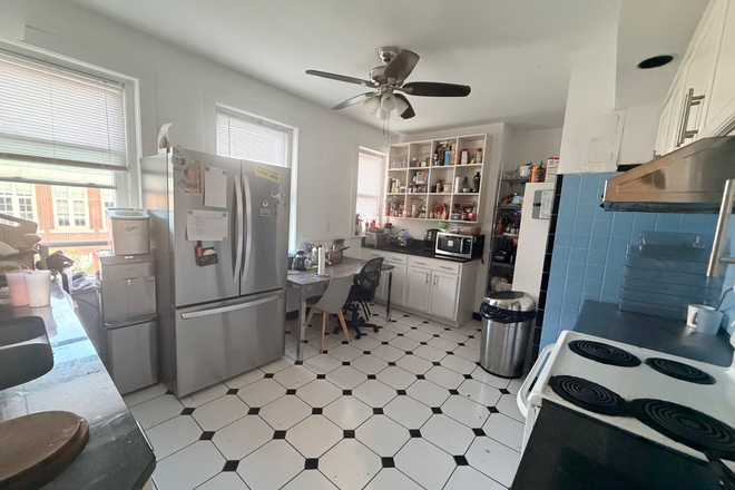 Kitchen with new LG fridge - 3 min walking to BU central, large furnished single room for rent starting Aug/Sept, in unit laundry