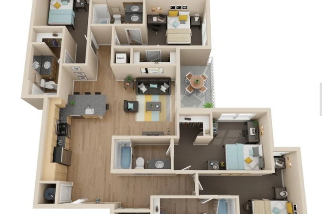 The Bedroom would be the corner one in the picture. - Park 37 Furnished Spring 2027 Sublease