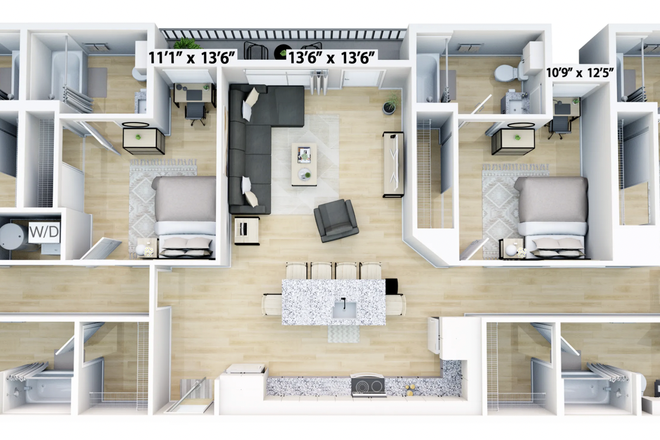 Floorplan (unit is to the left of the couch) - The 9 UCF
