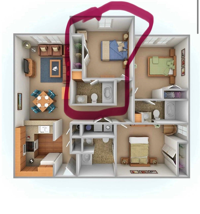 Bedroom 3 is the one that is for rent - Mountaineer Village