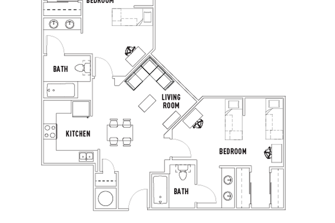 Floorplan - Plaza Verde 2 Bath - 2 Bed B Shared