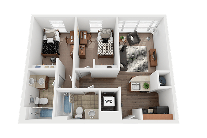 Floorplan as listed on the website (bedroom being subleased is on the far left) - Valentine commons