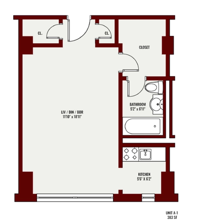 Floor Plan - PRIME ROSSLYN LOCATION Large Studio at River Place North Close Rosslyn Metro, GU, GW