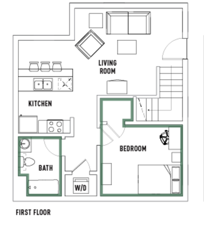 First floor layout, room and bath highlighted - Private Room + Private Bath, Steps from UCI