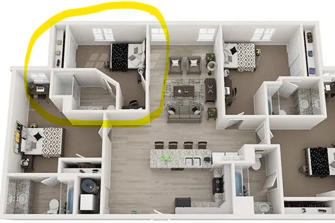 4BR/4BA - D1 Layout 1,575 sq.ft. - Rivers Walk Apartments, 5min walk to Campus - Rent-Free for May