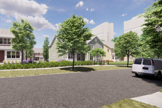 Exterior - Front - proximity to campus in background - STUDIO APT / 1 BATH directly across from UMass Campus