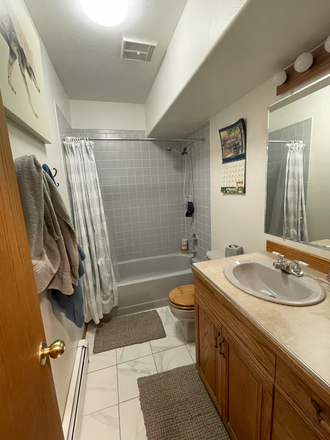 Private bathroom with current lodger's stuff. - Private Furnished Bedroom and Bath on West Pearl Street - Unfurnished Optional House