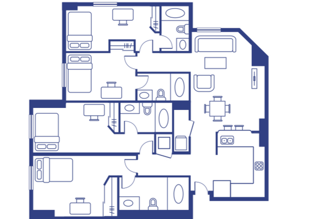 You would be getting room C (second from top). - University View, 4x4 room available, close to campus