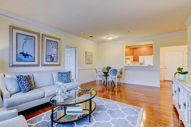 Living room and see through to kitchen - Spacious 2BR/2BA Near Princeton University in Quiet Plainsboro Community Condo
