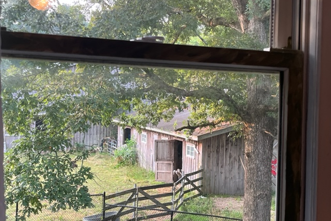 view outside of one of double set of windows - Second floor A beautiful private bedroom/bathroom &2 rooms/office studio /farm House