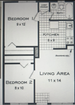 Floorplan - $900/mo Lease Takeover for Fall 2026 - 2BR at Timber Ridge, 1 Block from Campus