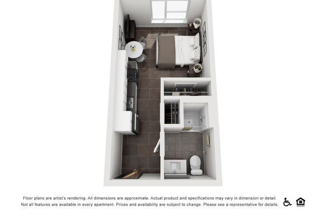 B2-206 Studio Floor Plan - Studio at Market Central Apartments