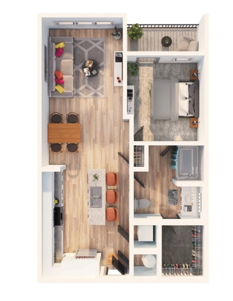 Floor Plan - Large 1 Bedroom/1 Bath with Balcony at Emory Point