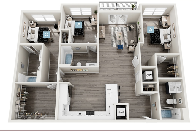Unit Floor Plan - Apartment at The Standard Four Corners, close to campus