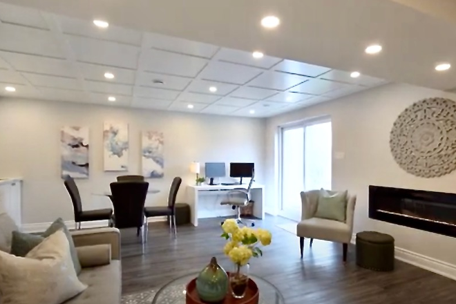Another view of living dining room area - Private 1 bd+den apart in North Etobicoke, backyard, parking; pet-friendly Duplex