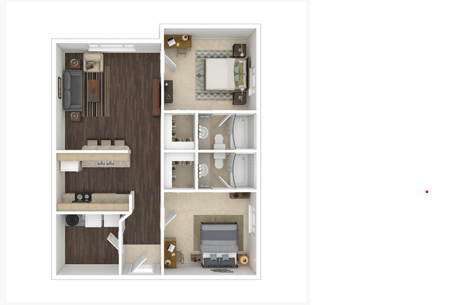 Apartment Floor Plan (Bottom room) - Collegiate Suites, Room available in a 2 bed/2 bath apartment