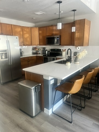 Kitchen w/ new quartz countertops - Furnished condo right next to DU!