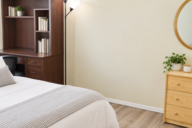 Bedroom - Available Now! Spacious 3-Bedroom, 2.5-Bath Home Steps from Campus—Hardwood Floors & Central A/C!