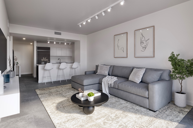 Living room fully furnished overlooking Miami skyline - Fully Furnished Brickell Luxury 1bd/1den/1bath