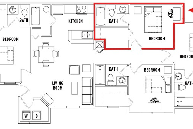 Location of room for rent - The Village at Science Drive Apartments
