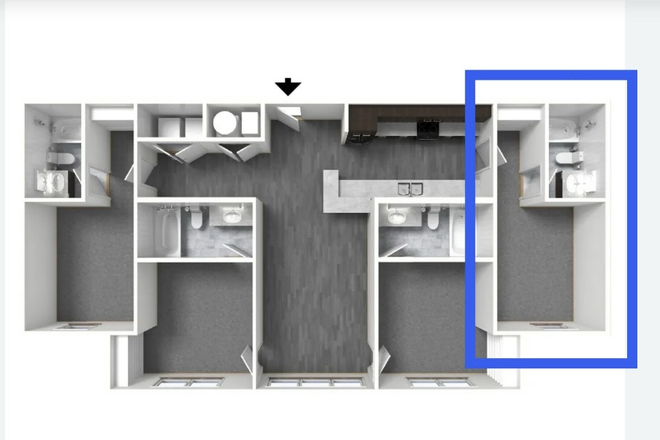 Outlined in blue is the room available for lease takeover - Bellamy 4x4 Next to UNG Dahlonega Campus