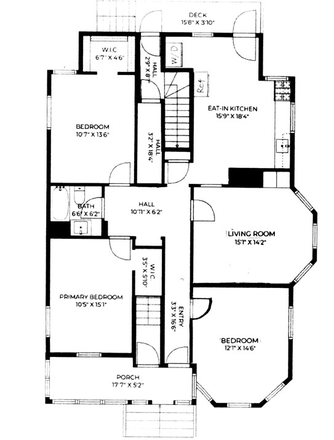 Floor Plan - One bedroom left in a 3-bed, 1-bath apartment