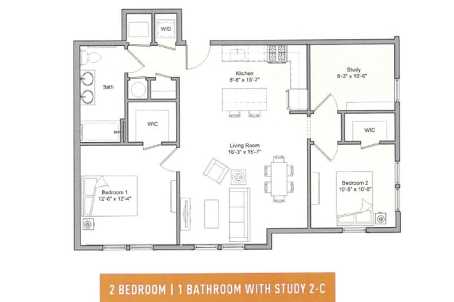 2C floorplan - Relet:2BR apt for PU Faculty/Staff only-Stanworth Lane-Princeton