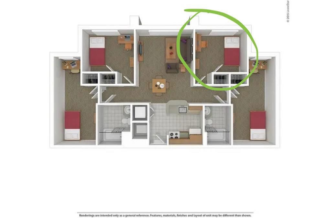 Top right room - South Campus Commons 3 Spring 2026 Sublease Apartments