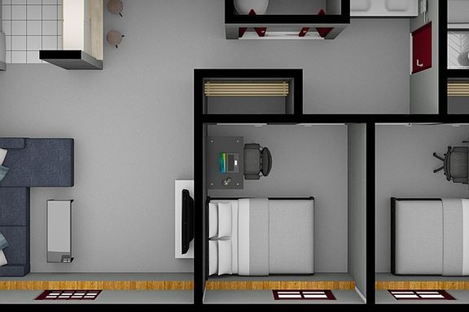 Layout - Two Bedroom - both rooms available for Fall Semester - Walk to Campus!