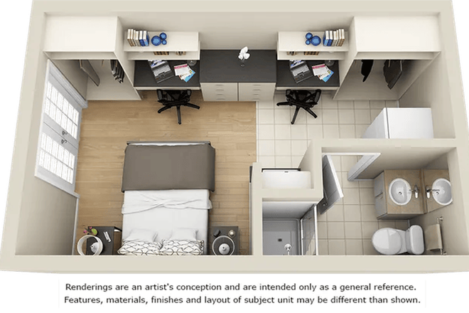 Floor plan. - College Manor Studio Apartment