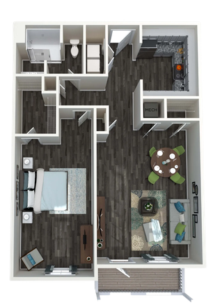 Floorplan - Precedent Flats - 1 bd, 1 ba