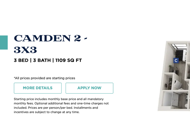 Floorplan description by the Standard - The Standard at College Park, spacious apartment close to campus