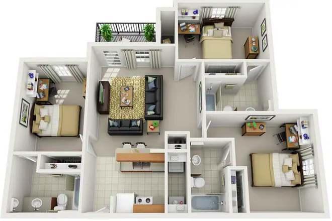 floorplan of unit - Bedroom in Campus Crossings 3x3 - Female Only