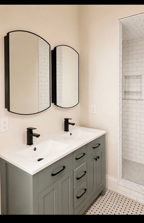 Custom tile shower and double vanity - Brand new 4 bed 2 bath in Landmark downtown building