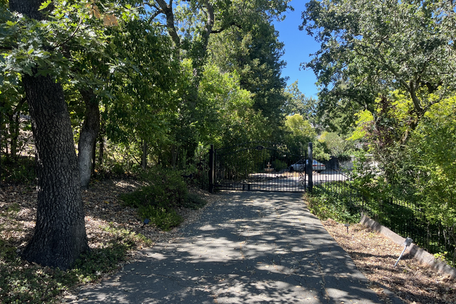 Outside front gate to long driveway - Home about 20 min drive from UCB; at end of cul-de-sac (map shows slightly wrong location)