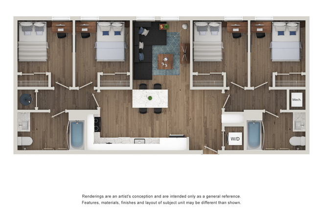 4x2 Floor Plan, Building 2 - SPRING 2026 LEASE FOR ASPEN HEIGHTS Apartments