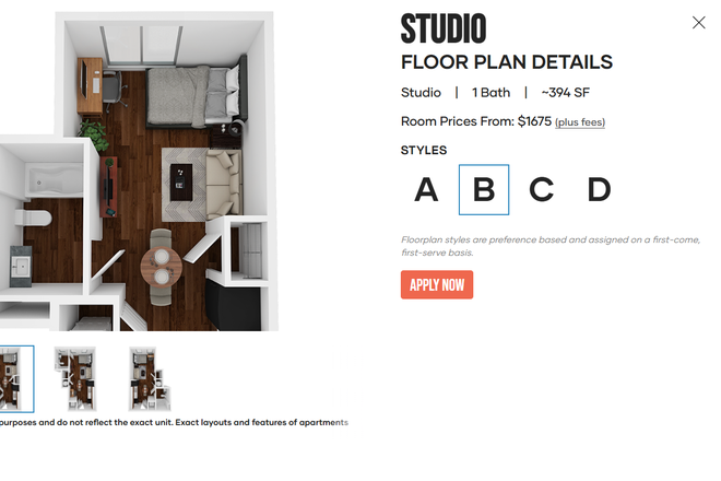 Floor Plan - Studio Apartment - Stanhope Student Apartments (June + July 2026)