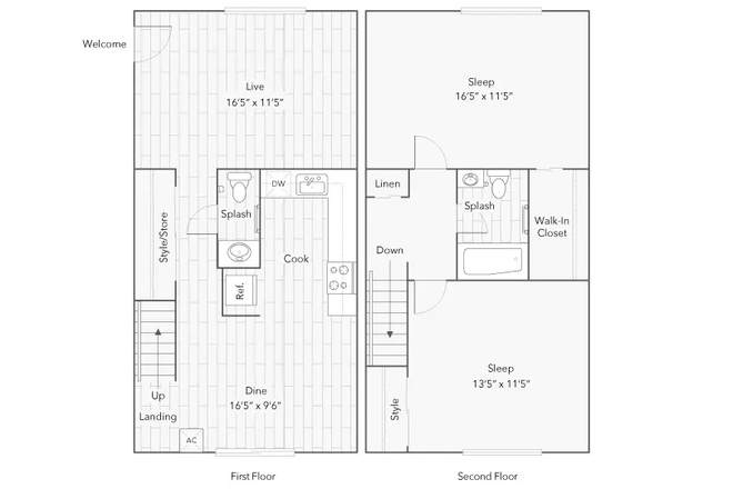 floor plan - The Social Amherst 2 unit bedroom for lease transfer!